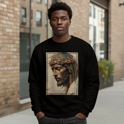 Black Jesus Shirt Face Of Jesus Cross With Crown Sweatshirt