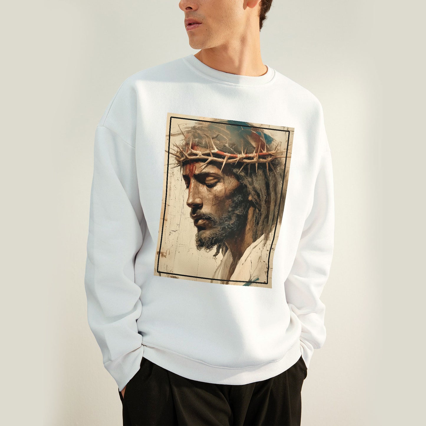 Black Jesus Shirt Face Of Jesus Cross With Crown Sweatshirt