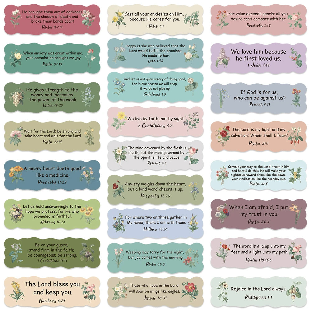 50pcs Flowers Bible Verse Stickers