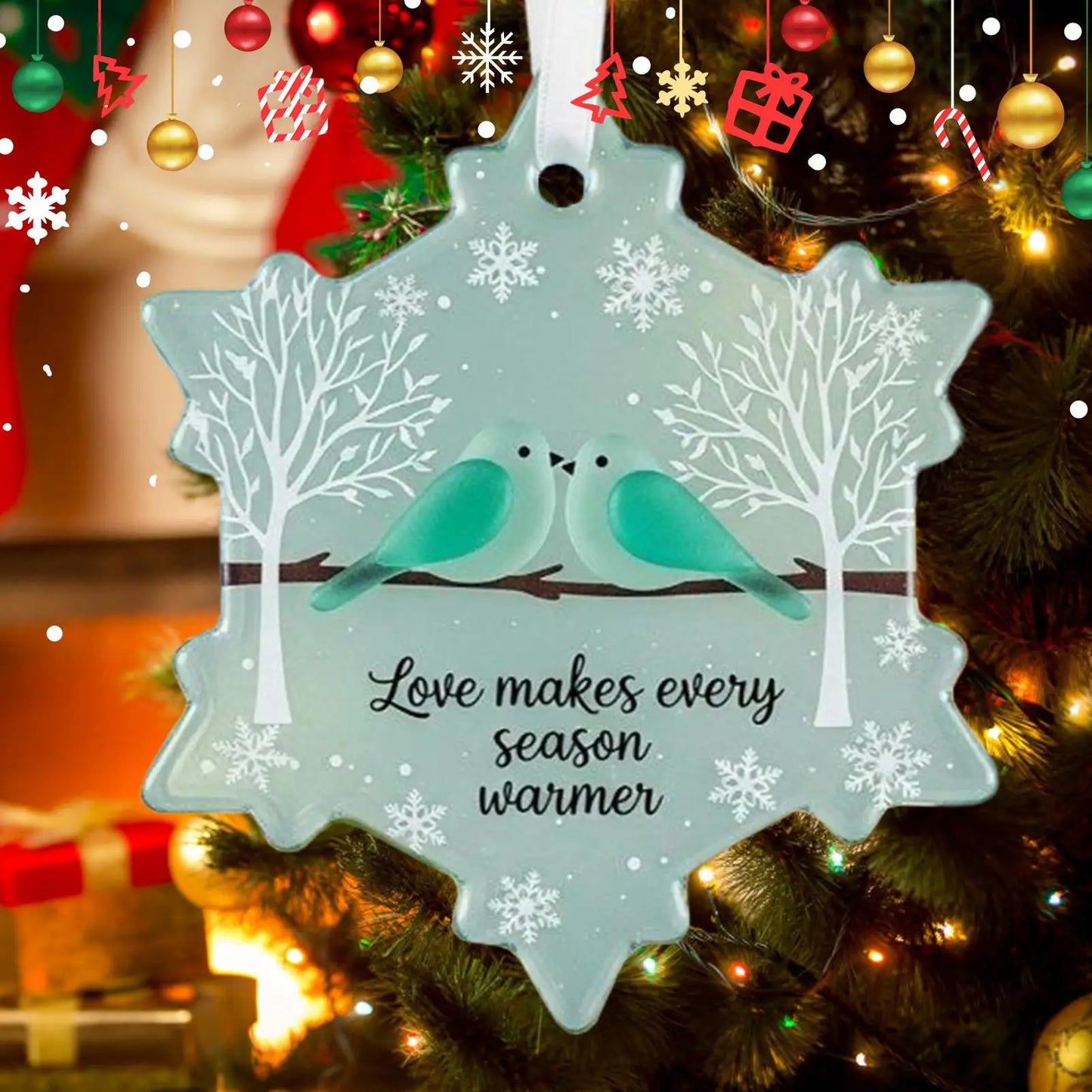 Snowflake Shaped Sea Glass Ornament