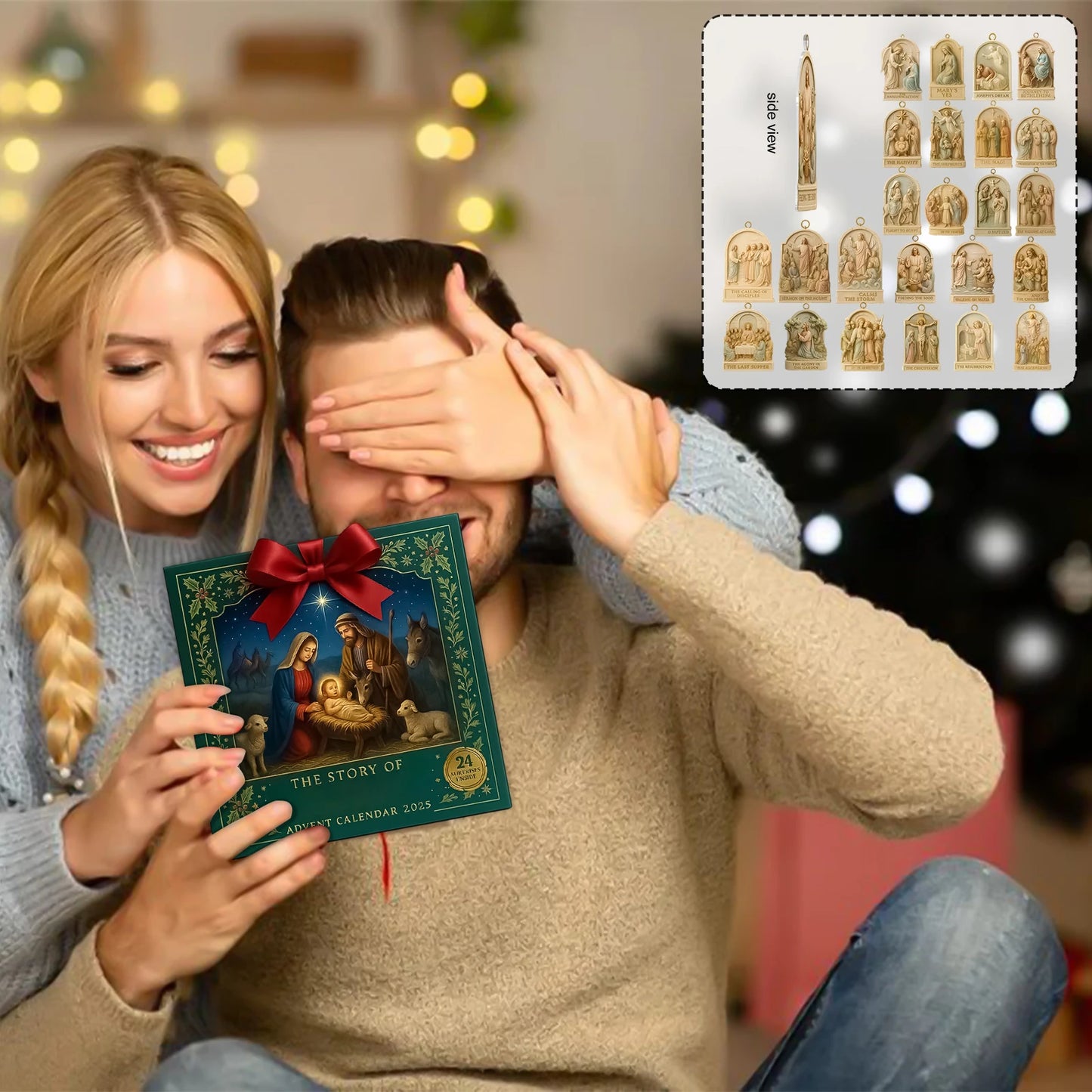 Jesus Advent Calendar – 24-Day Christmas Nativity Countdown Ornaments