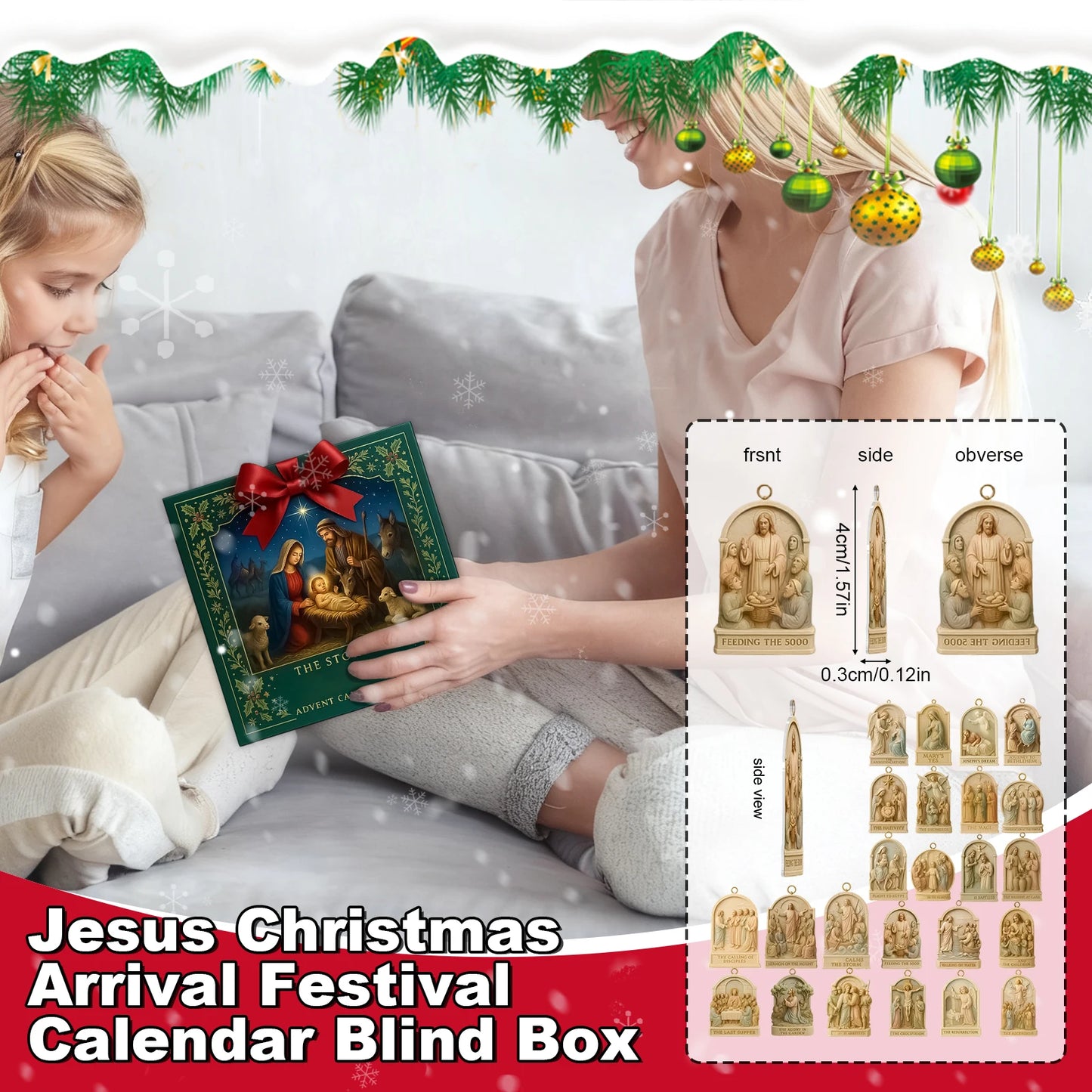 Jesus Advent Calendar – 24-Day Christmas Nativity Countdown Ornaments