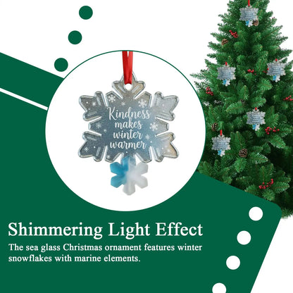 Christmas Tree Sea Glass Ornament Coastal