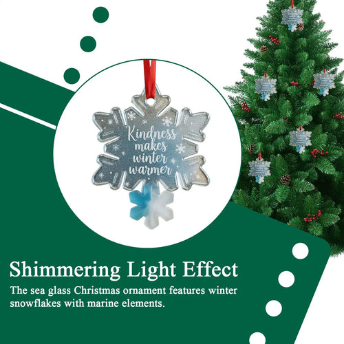 Christmas Tree Sea Glass Ornament Coastal