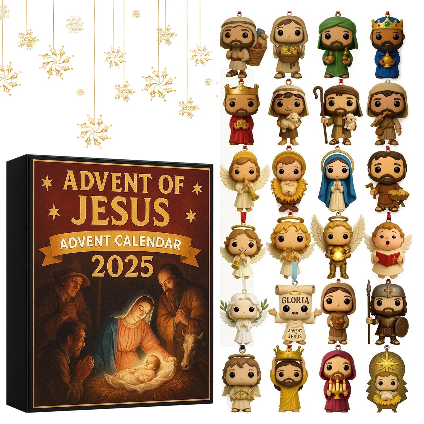 Jesus Christian Advent Calendar – 24 Acrylic Ornaments Christmas Countdown