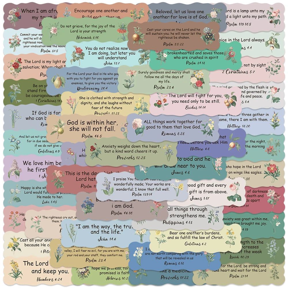 50pcs Flowers Bible Verse Stickers