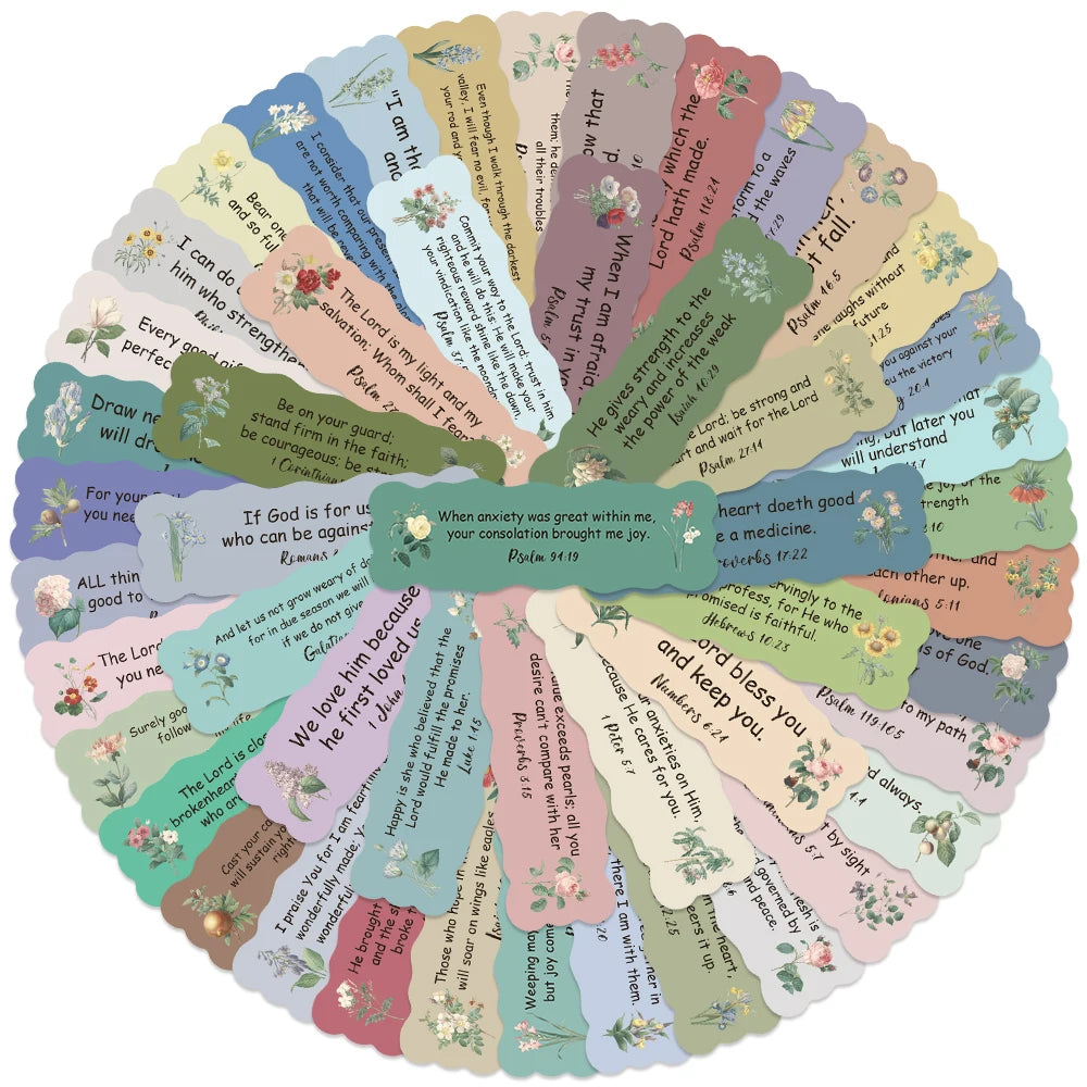 50pcs Flowers Bible Verse Stickers