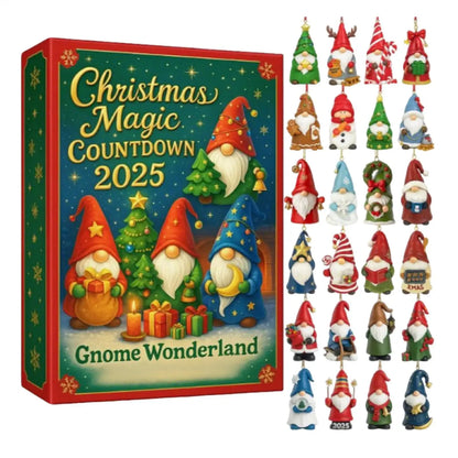 Gnome Christmas Advent Calendar – 24 Acrylic Ornaments Holiday Countdown