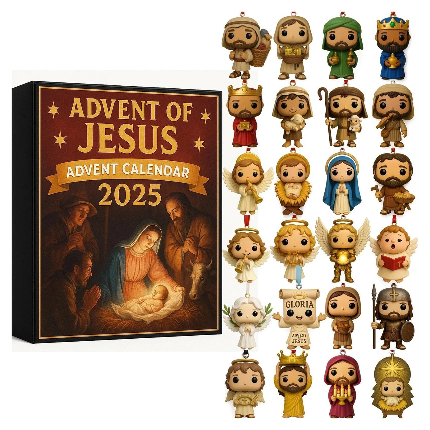 Jesus Christian Advent Calendar – 24 Acrylic Ornaments Christmas Countdown