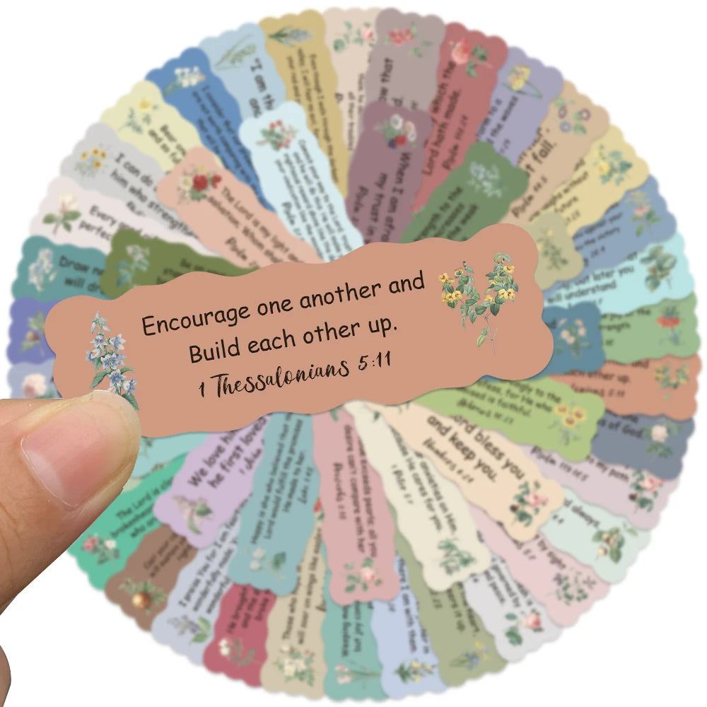 50pcs Flowers Bible Verse Stickers