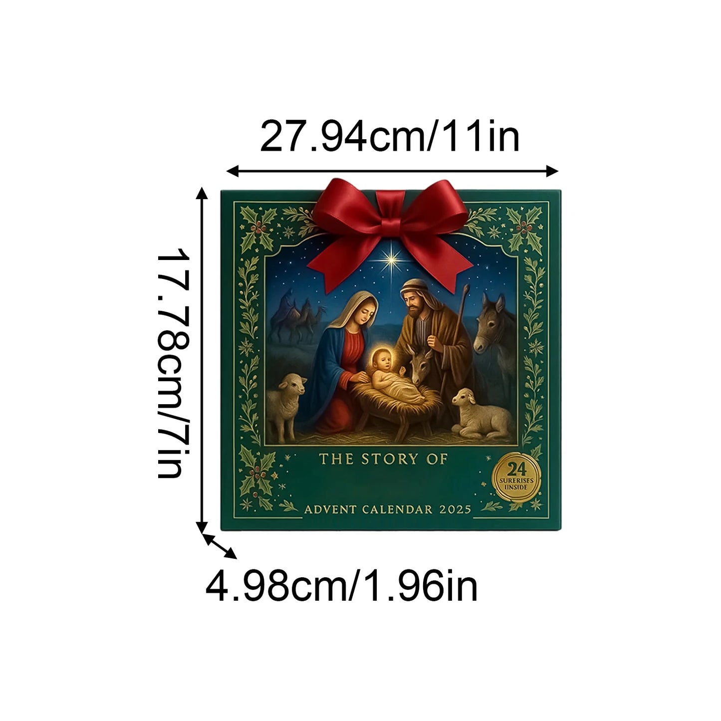 Jesus Advent Calendar – 24-Day Christmas Nativity Countdown Ornaments