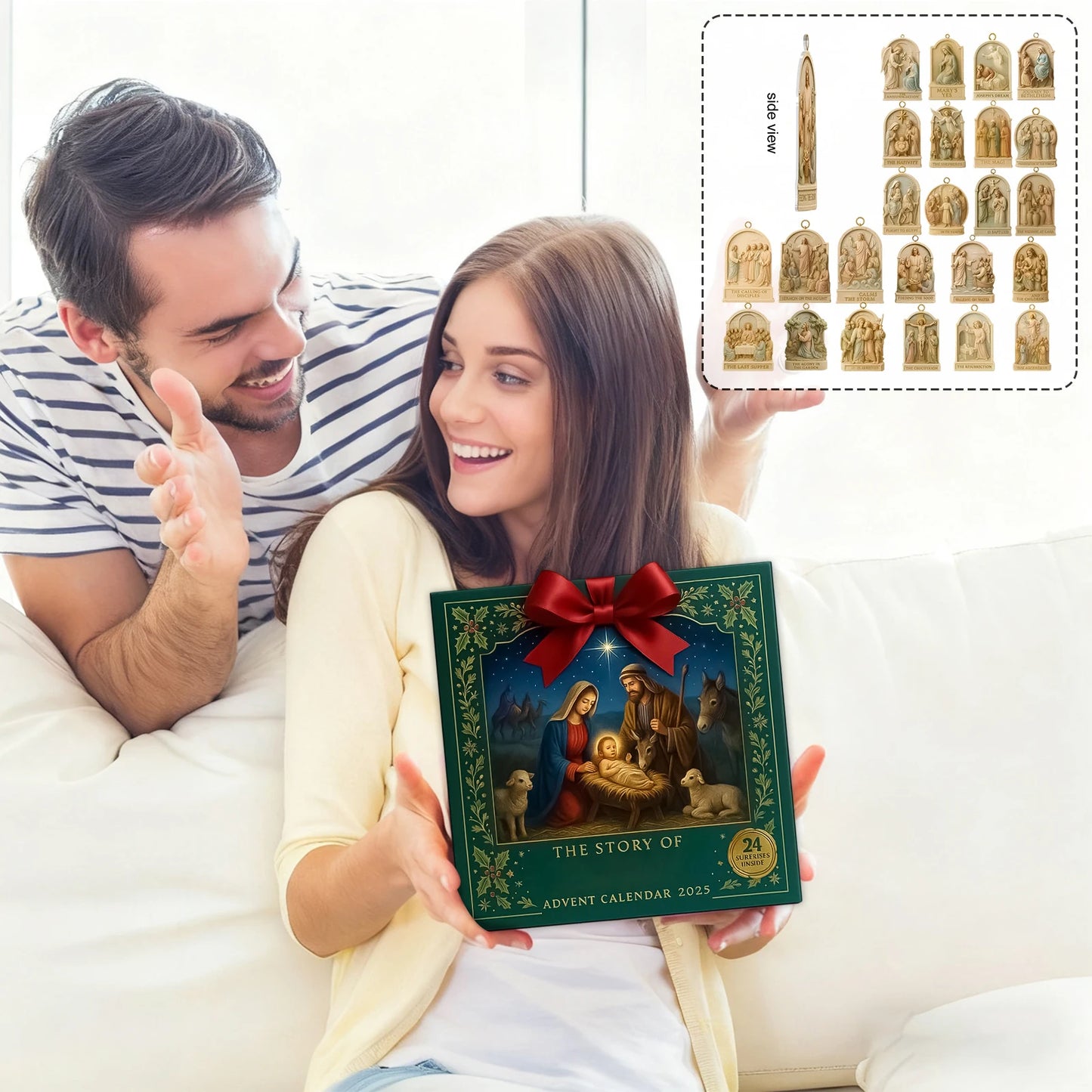 Jesus Advent Calendar – 24-Day Christmas Nativity Countdown Ornaments