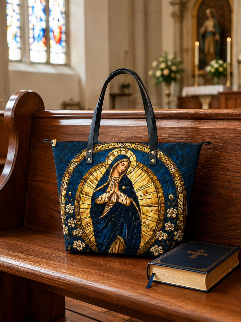 "Stella Fidei" Leather Tote Bag