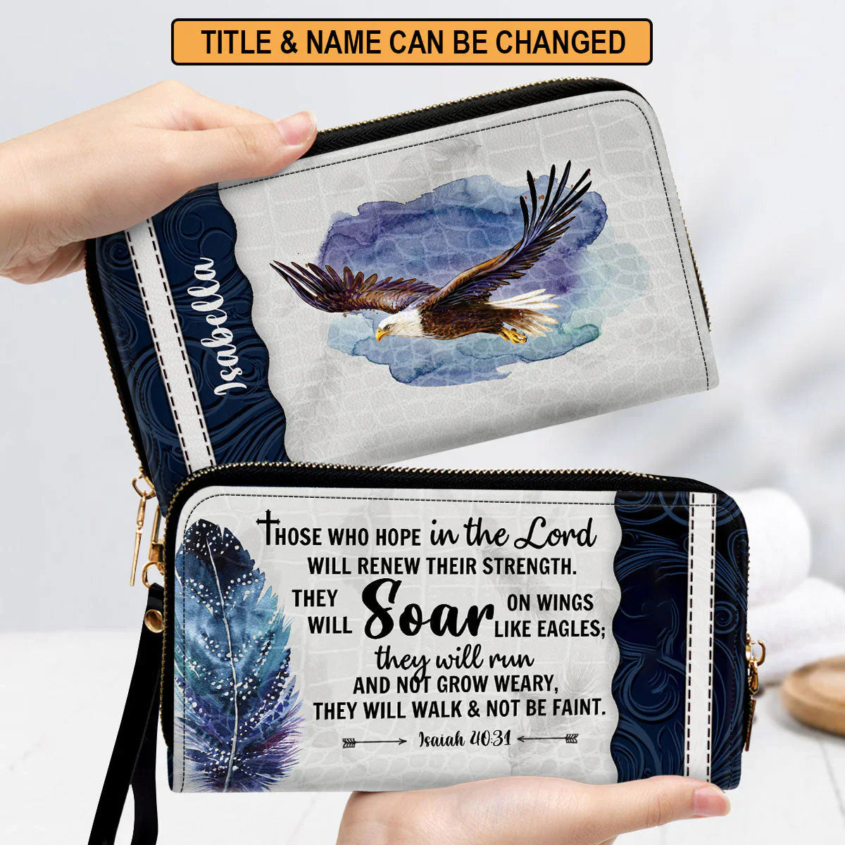 Christianartbag Clutch Purse, They Will Soar On Wings Like Eagles Christ Gifts For Women Of God Isaiah 4031 Clutch Purse For Women, Personalized Name, Christian Gifts For Women, CAB06091223.