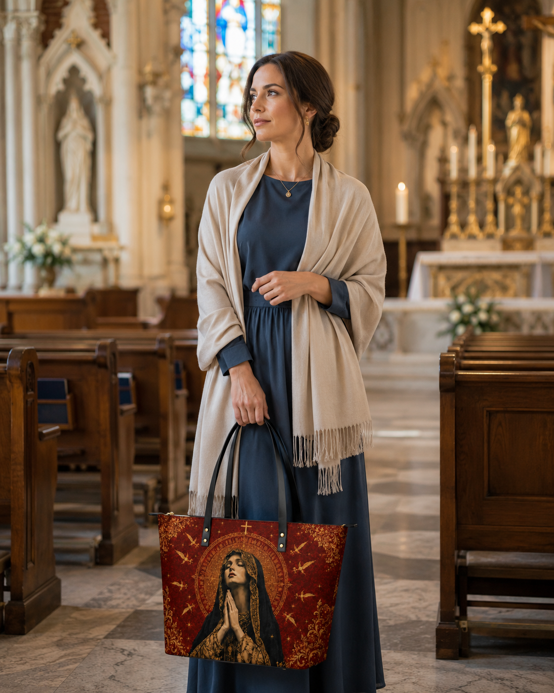 "Virgin Mary" Leather Tote Bag