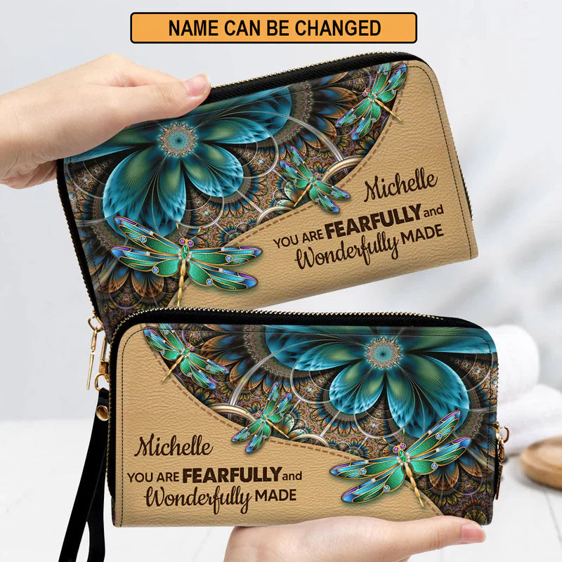 Christianartbag Clutch Purse, You Are Fearfully And Wonderfully Made Clutch Purse For Women, Personalized Name, Christian Gifts For Women, CAB08091223.