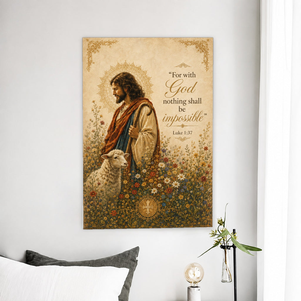Agnus Dei Canvas Wall Art - Catholic Wall Art, detail view
