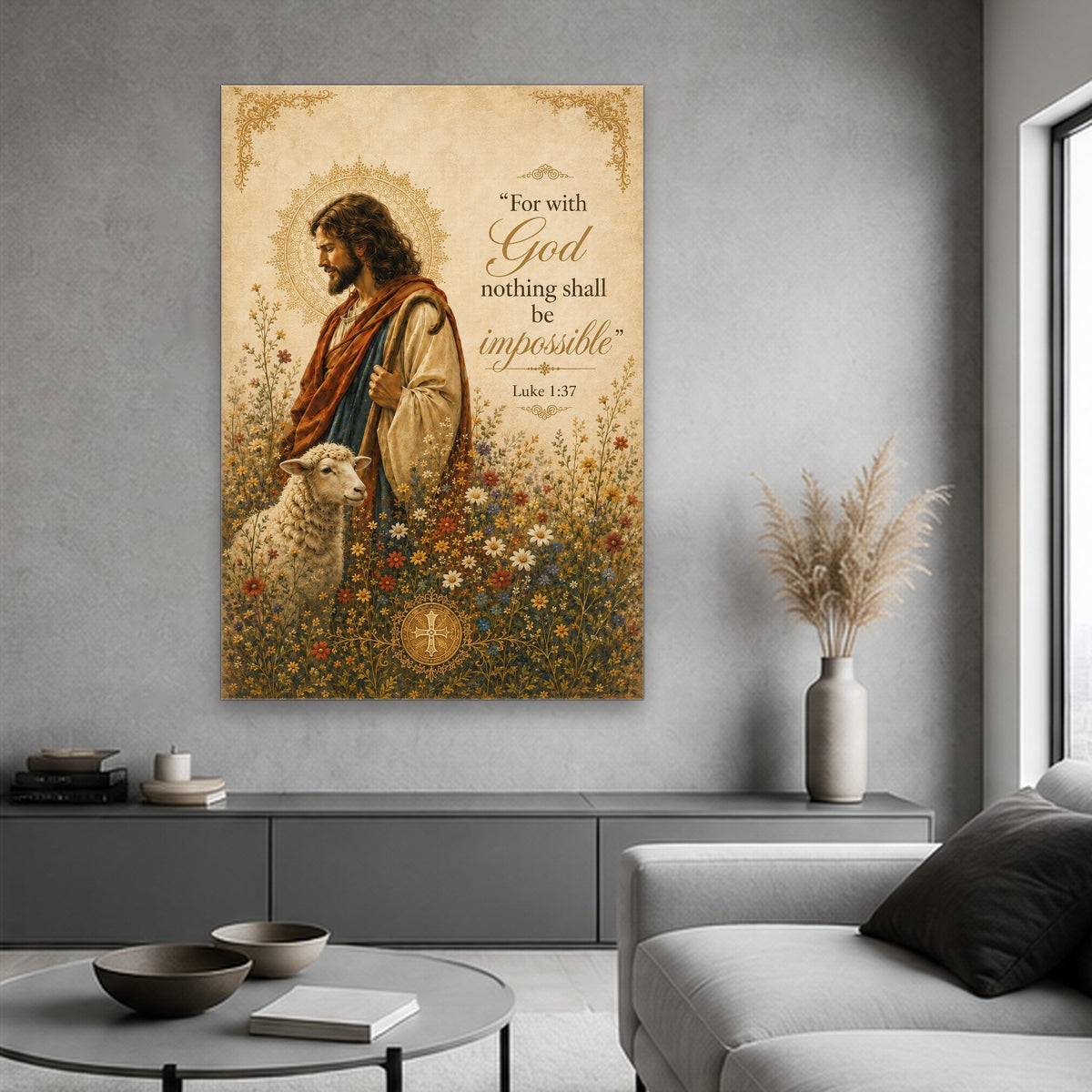 Agnus Dei Canvas Wall Art - Catholic Wall Art, hanging display