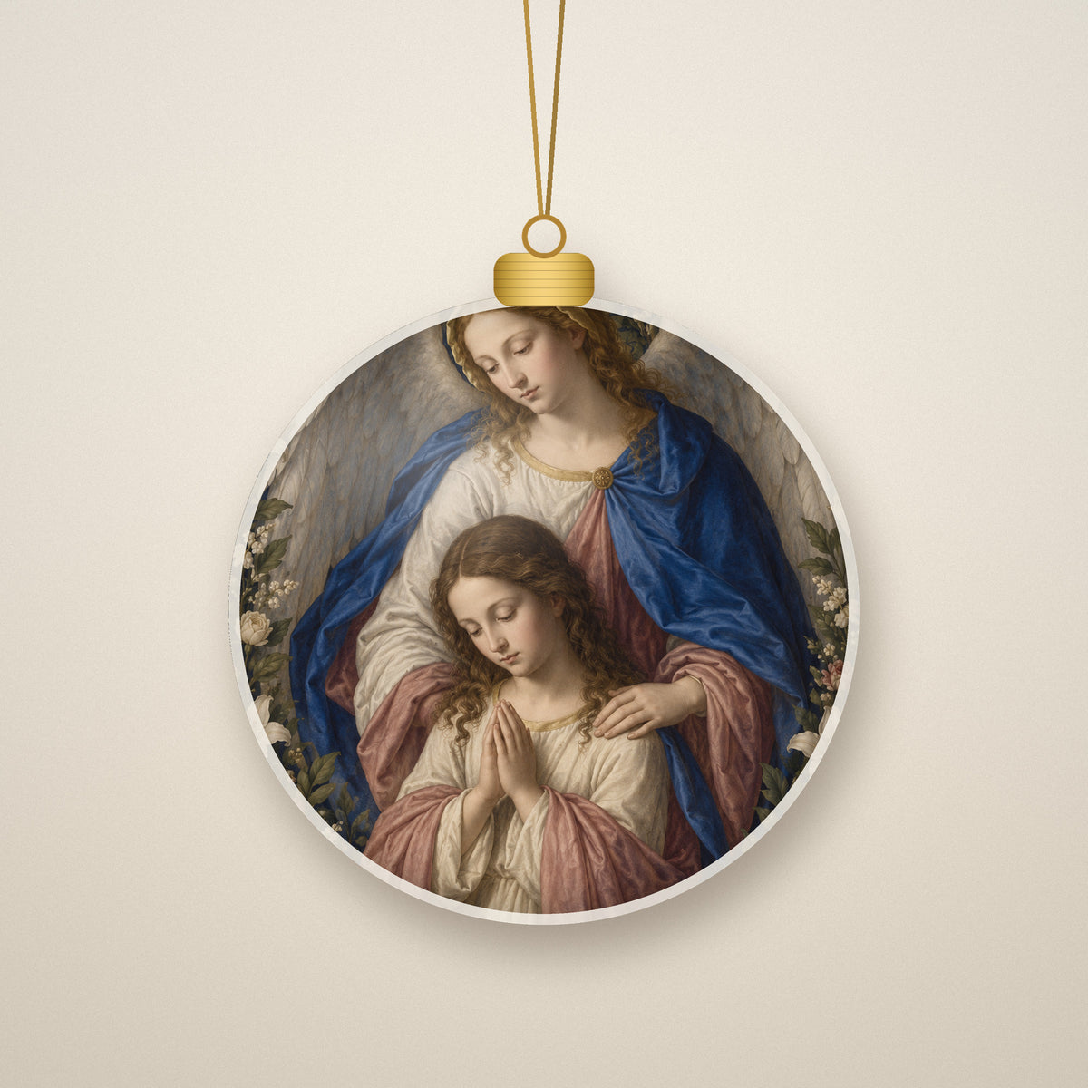 Alae Pacis IV Ceramic Ornament - Catholic Christmas Ornament, front view