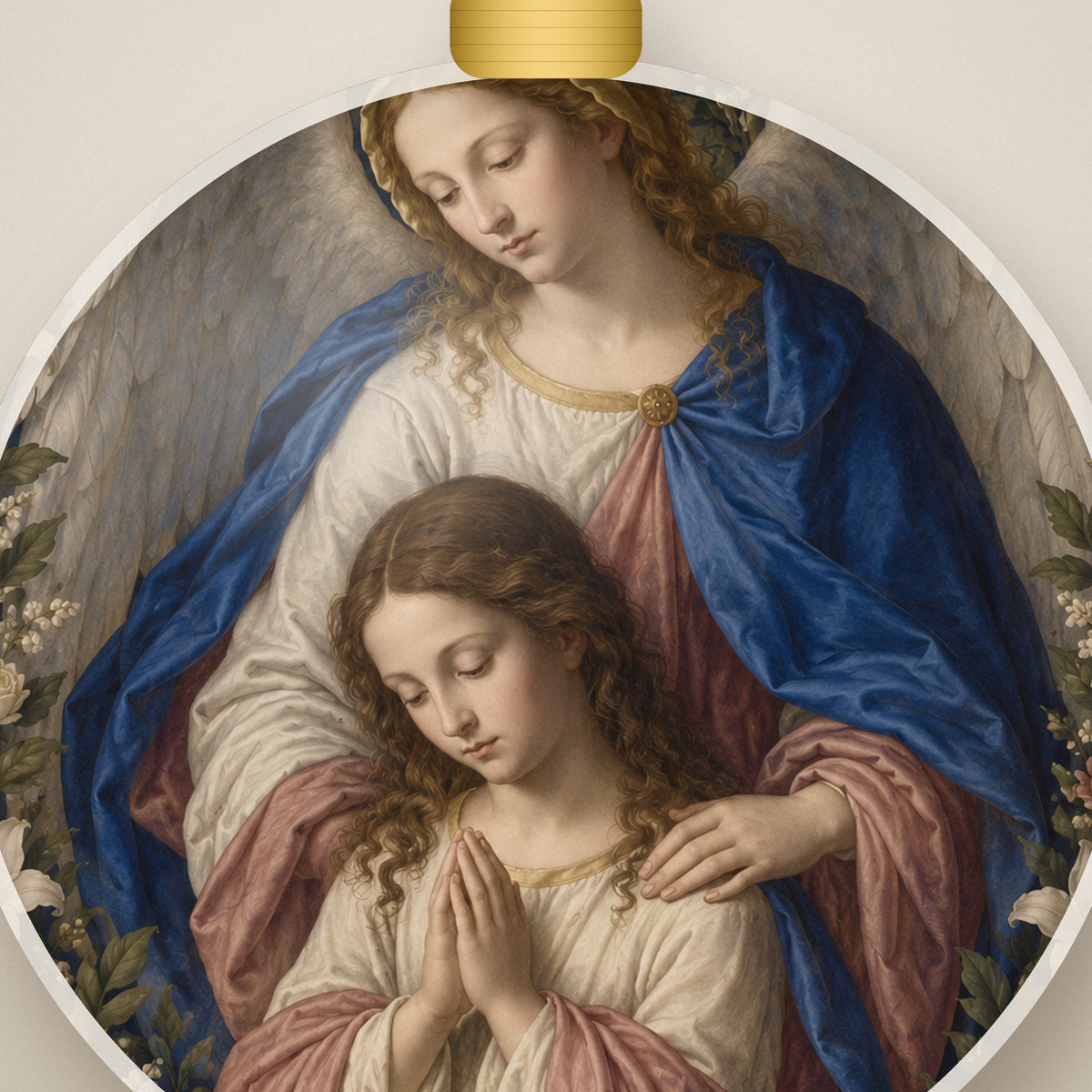 Alae Pacis IV Ceramic Ornament - Catholic Christmas Ornament, detail view