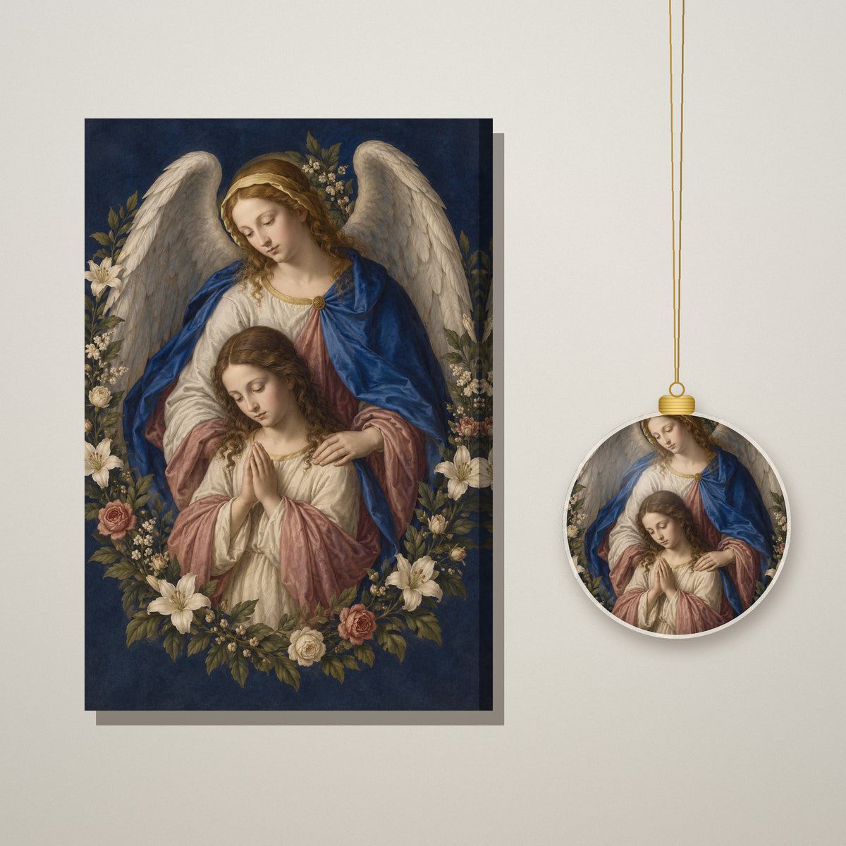 Alae Pacis IV Ceramic Ornament - Catholic Christmas Ornament, styled in the home