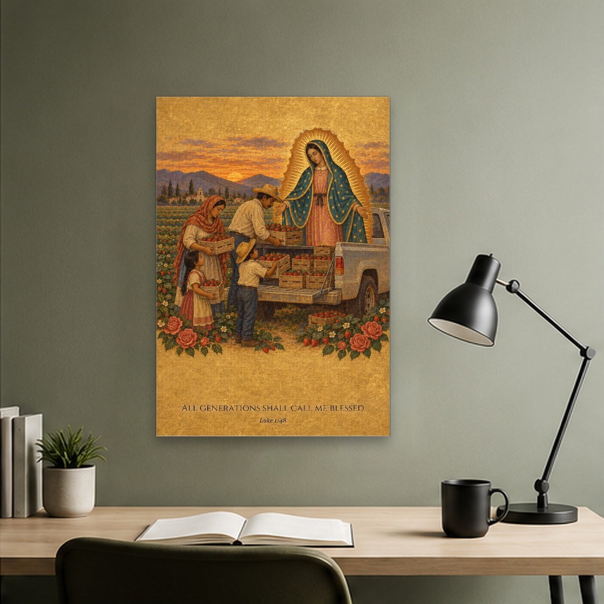 All Generations in Manuscript Canvas Wall Art - Catholic Wall Art, close-up of the print