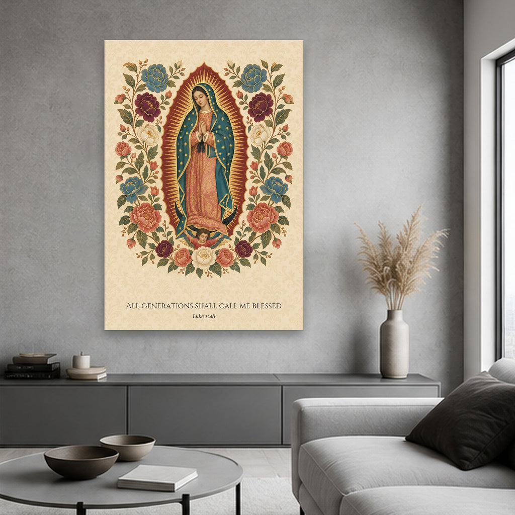All Generations – Mexican Canvas Wall Art - Catholic Wall Art, hanging display