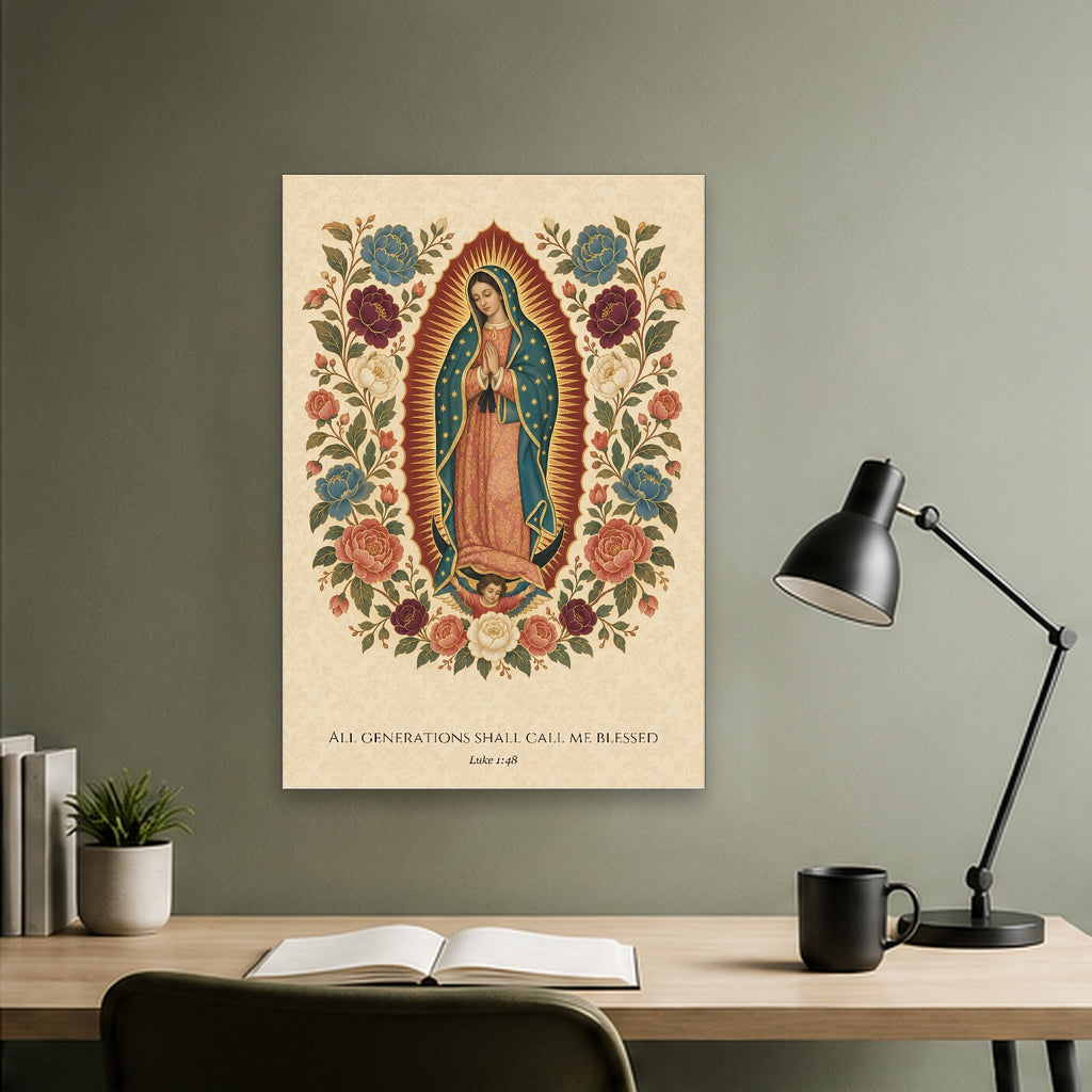 All Generations – Mexican Canvas Wall Art - Catholic Wall Art, close-up of the print