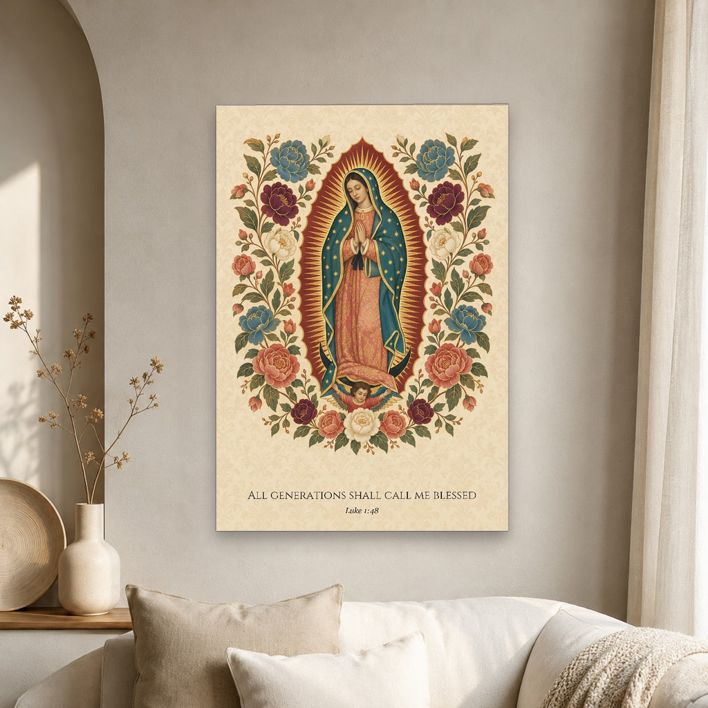 All Generations – Mexican Canvas Wall Art - Catholic Wall Art, scale reference