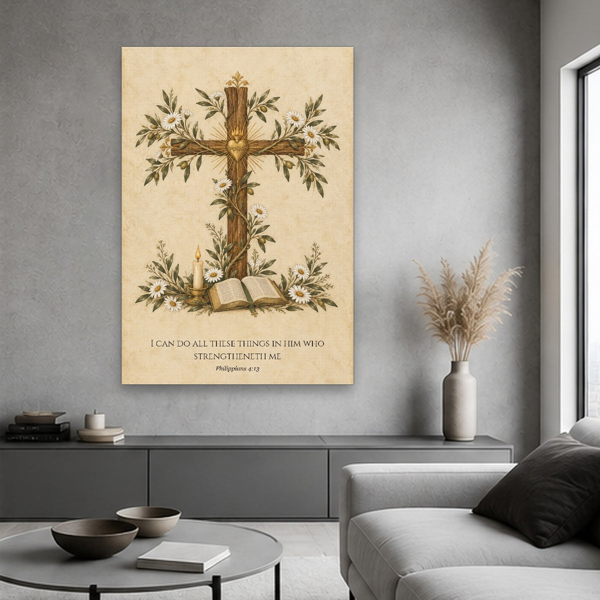 All Things in Him Canvas Wall Art - Catholic Wall Art, hanging display