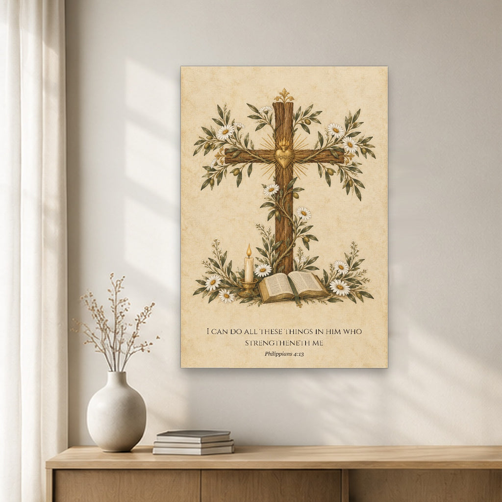All Things in Him Canvas Wall Art - Catholic Wall Art, gift presentation