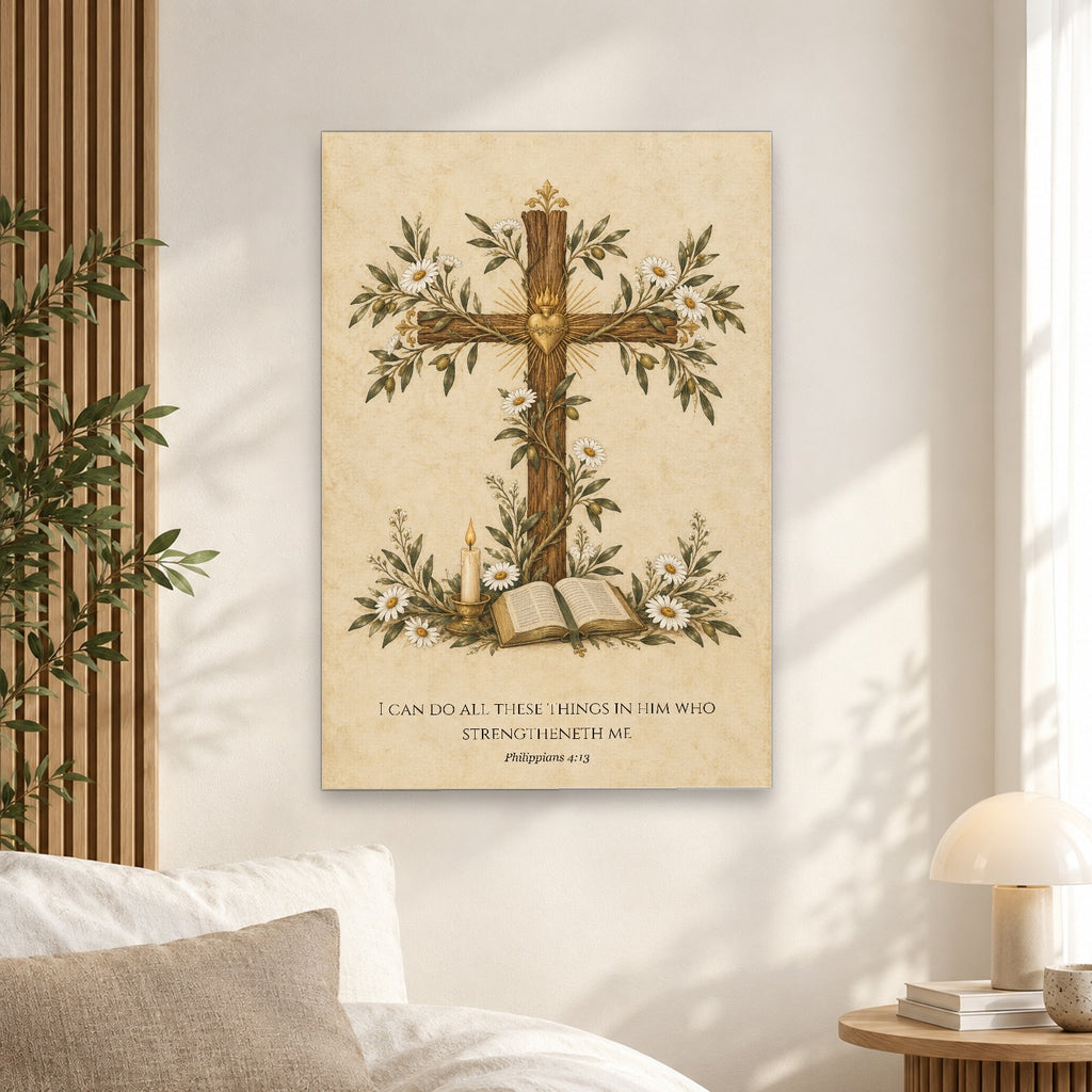All Things in Him Canvas Wall Art - Catholic Wall Art, alternate angle