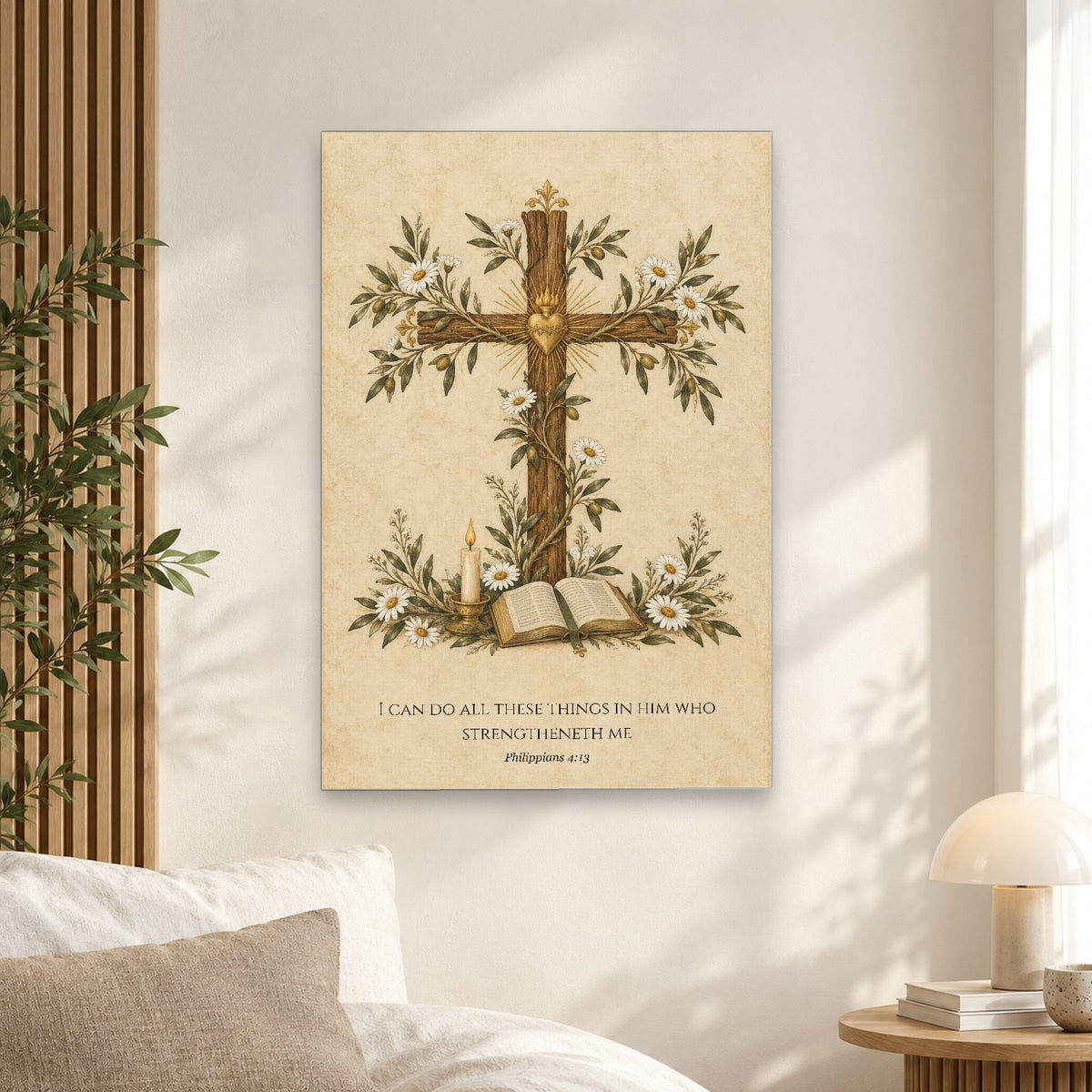All Things in Him Canvas Wall Art - Catholic Wall Art, alternate angle