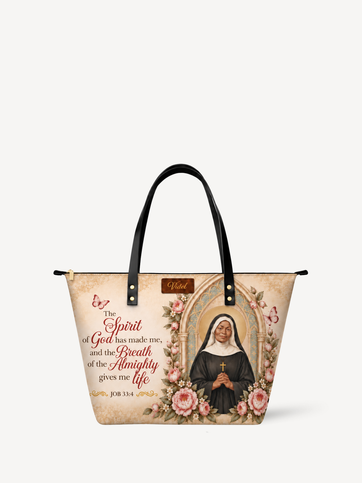 Almighty Breath PU Leather Tote Bag - Christian Tote Bag, front view