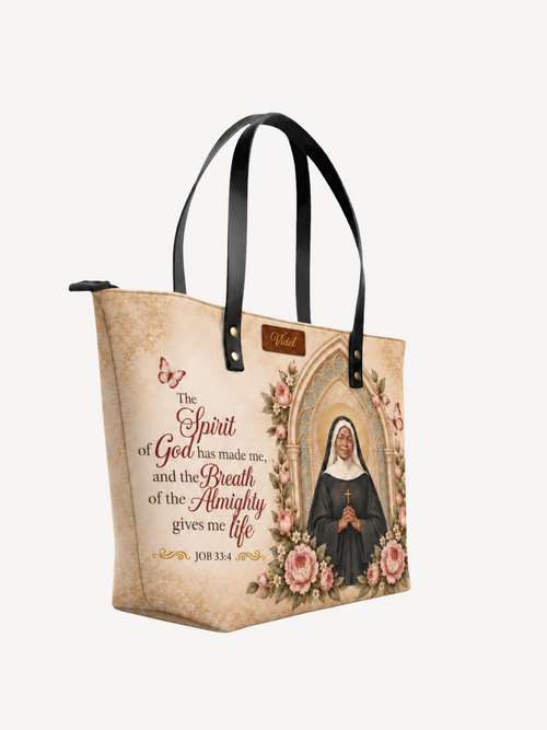 Almighty Breath PU Leather Tote Bag - Christian Tote Bag, detail view