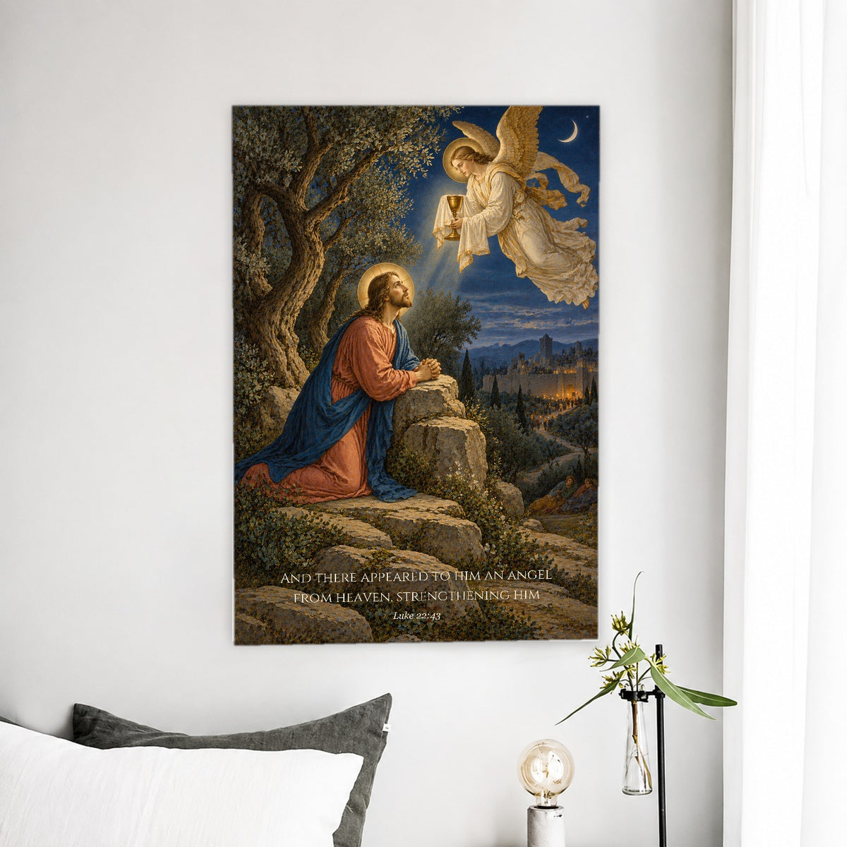 An Angel Strengthening Canvas Wall Art - Christian Wall Art, detail view