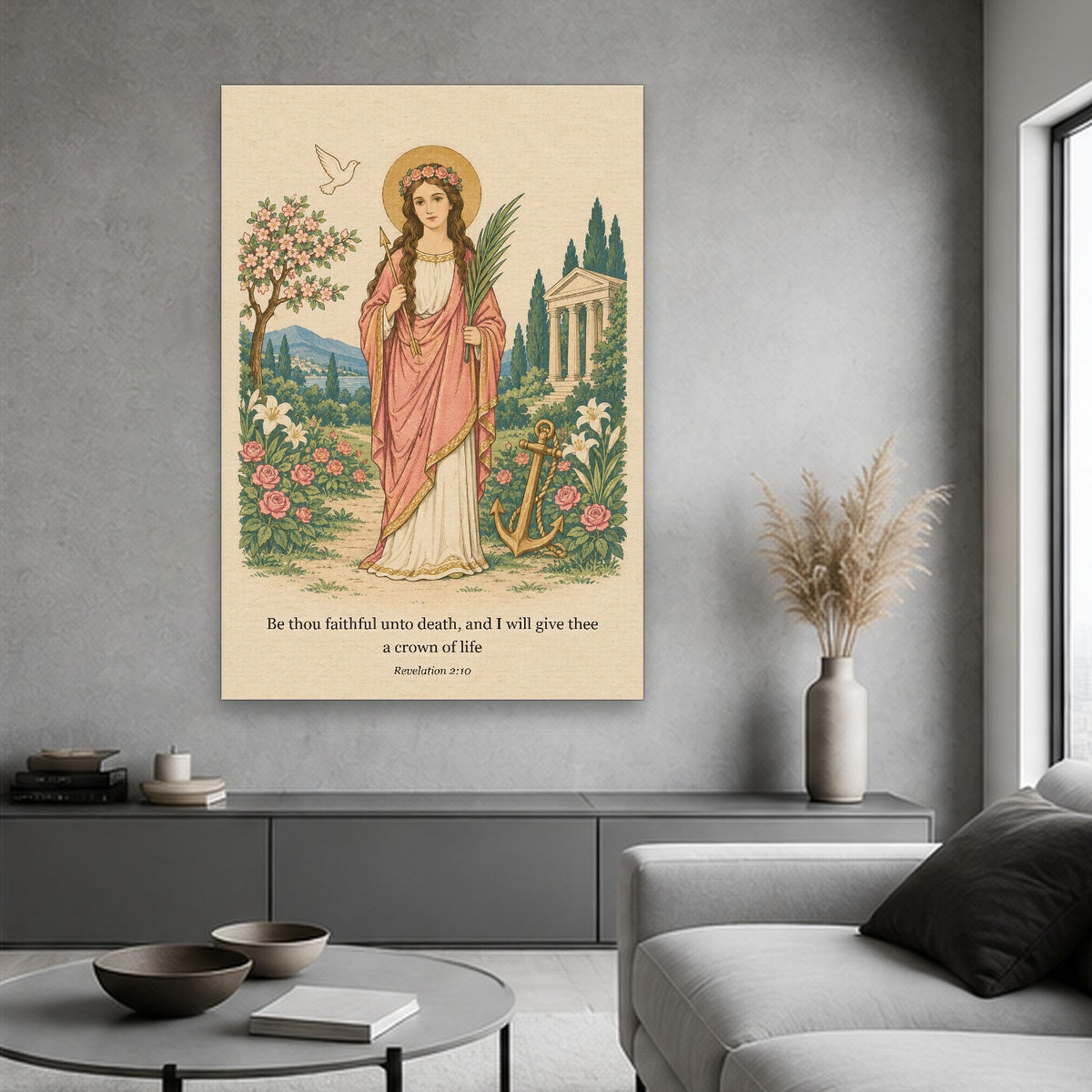 Ancora Fidei Canvas Wall Art - Catholic Wall Art, hanging display