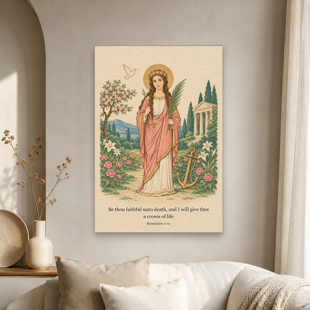 Ancora Fidei Canvas Wall Art - Catholic Wall Art, scale reference