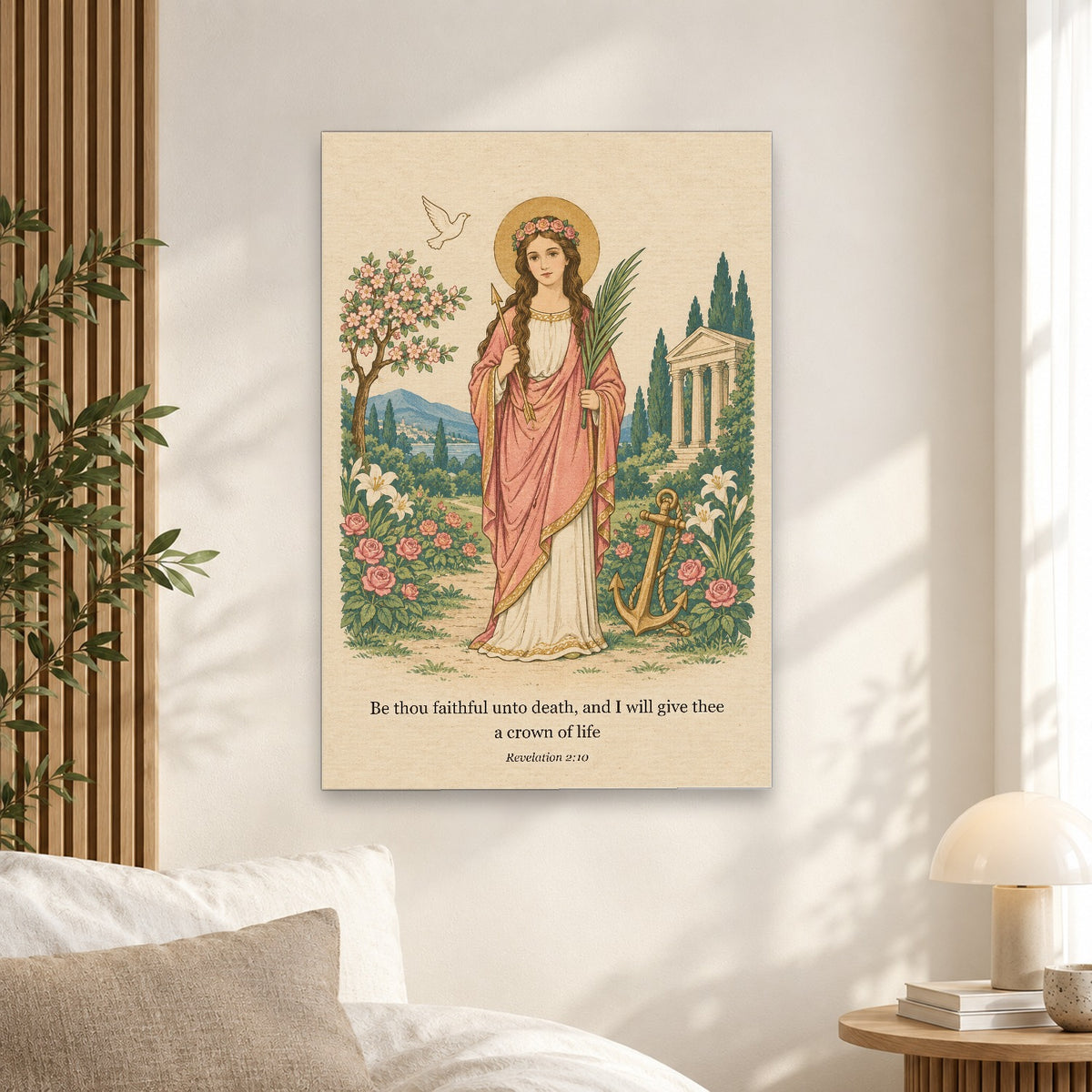Ancora Fidei Canvas Wall Art - Catholic Wall Art, alternate angle