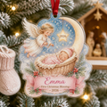 Angel Over The Cradle Acrylic Ornament - Acrylic Christmas Ornament, front view