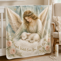 Angel Over The Lamb Fleece Blanket - Christian Blanket, front view