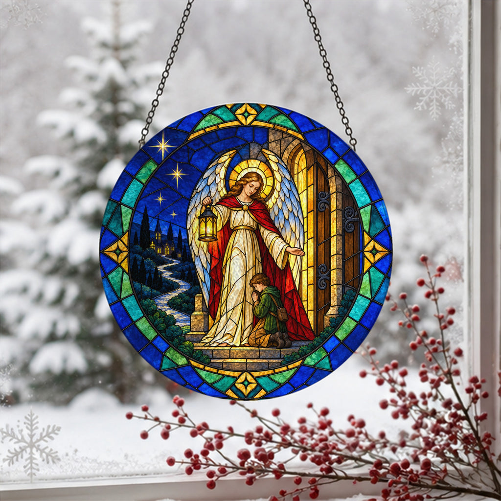 Angele Dei 5 Glass Suncatcher - Catholic Suncatcher, detail view