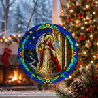 Angele Dei 5 Glass Suncatcher - Catholic Suncatcher, close-up of the print