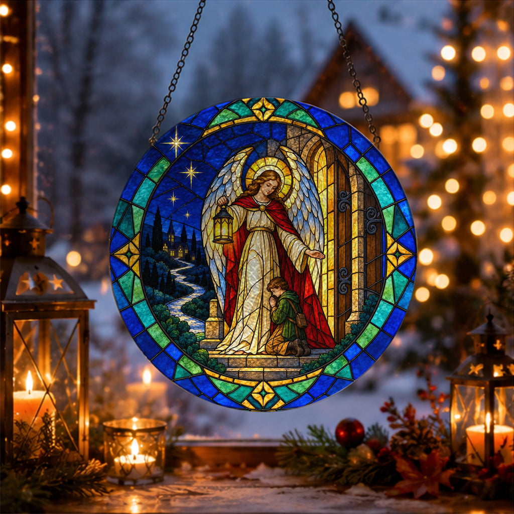 Angele Dei 5 Glass Suncatcher - Catholic Suncatcher, gift presentation