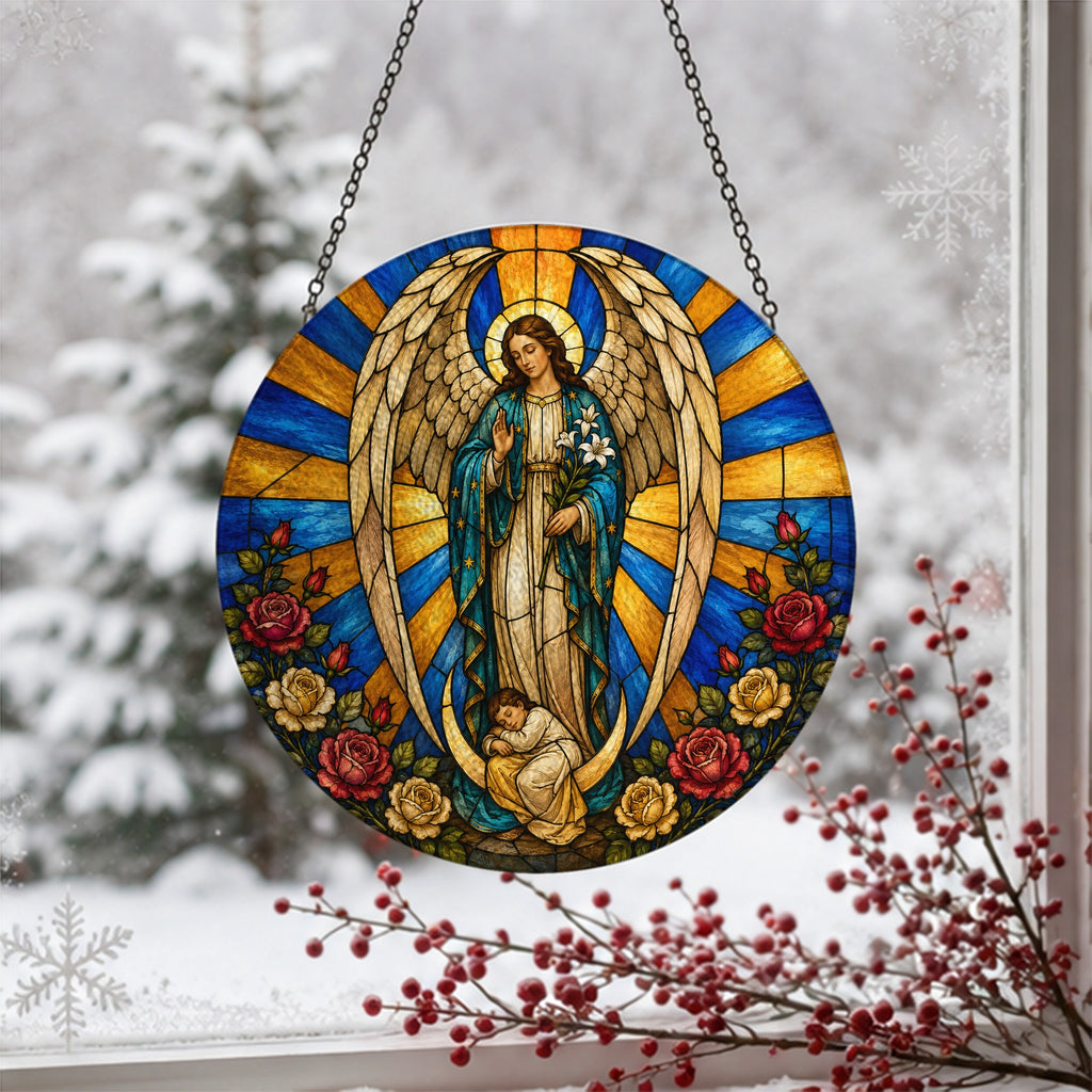 Angele Dei Glass Suncatcher - Catholic Suncatcher, detail view