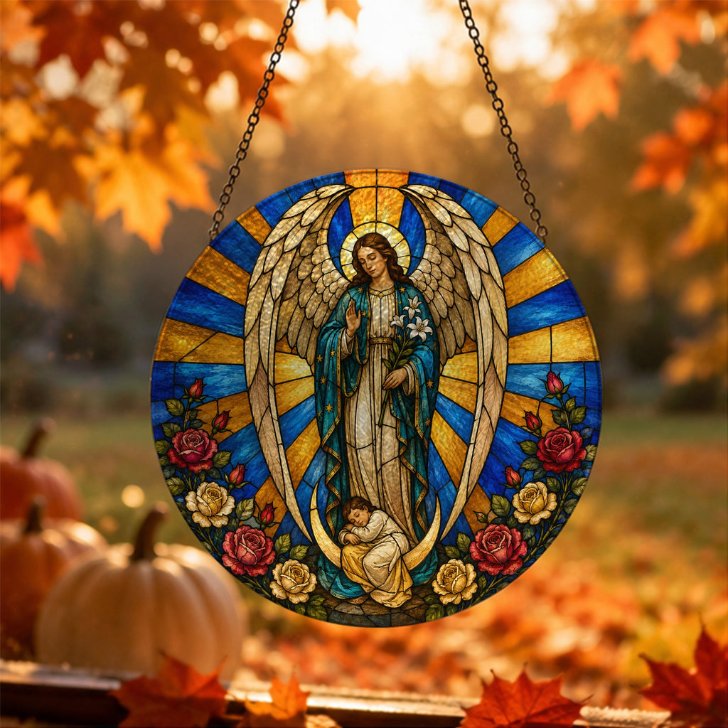 Angele Dei Glass Suncatcher - Catholic Suncatcher, hanging display