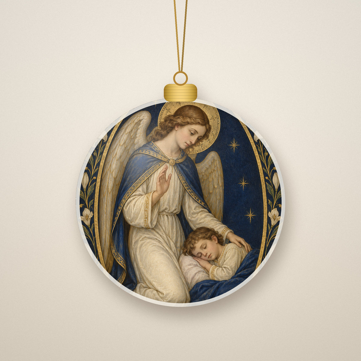 Angele Dei II Ceramic Ornament - Catholic Christmas Ornament, front view