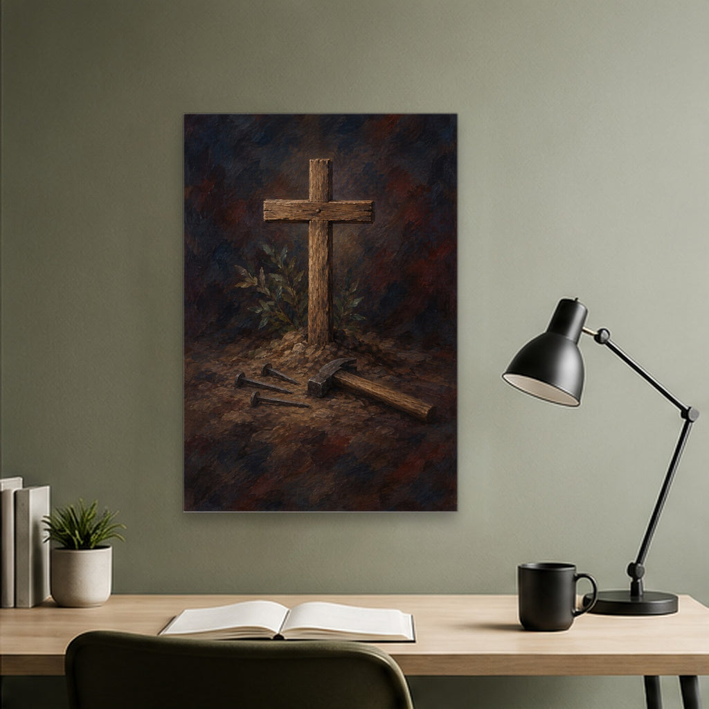Arbor Crucis VI Canvas Wall Art - Catholic Wall Art, close-up of the print