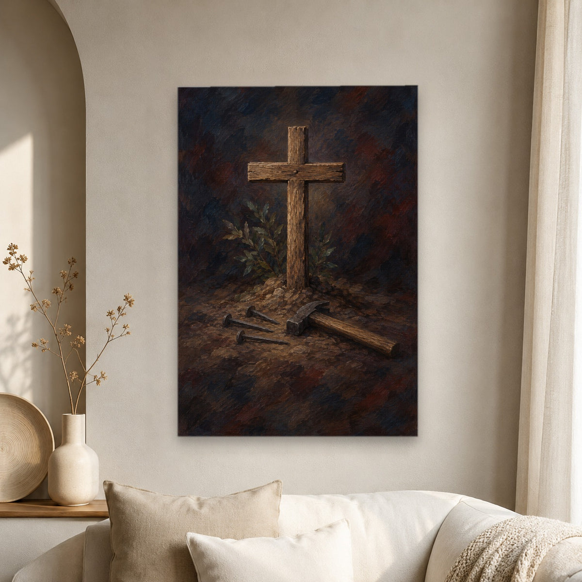 Arbor Crucis VI Canvas Wall Art - Catholic Wall Art, scale reference