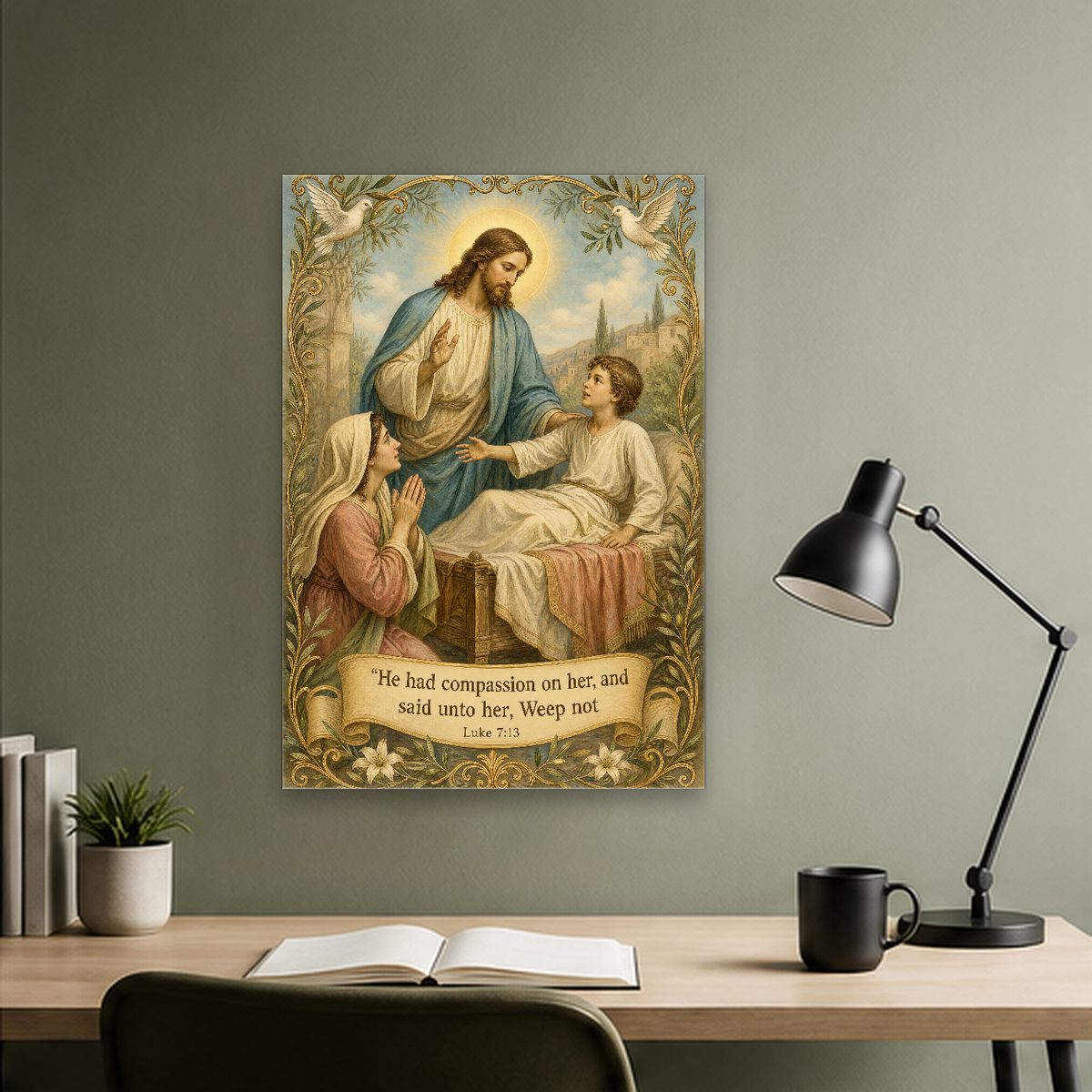 Arise Young Man Canvas Wall Art - Christian Wall Art, hanging display